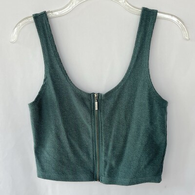 PACSUN Me To We Essentials Teal Cropped Zip Up Top Size Medium