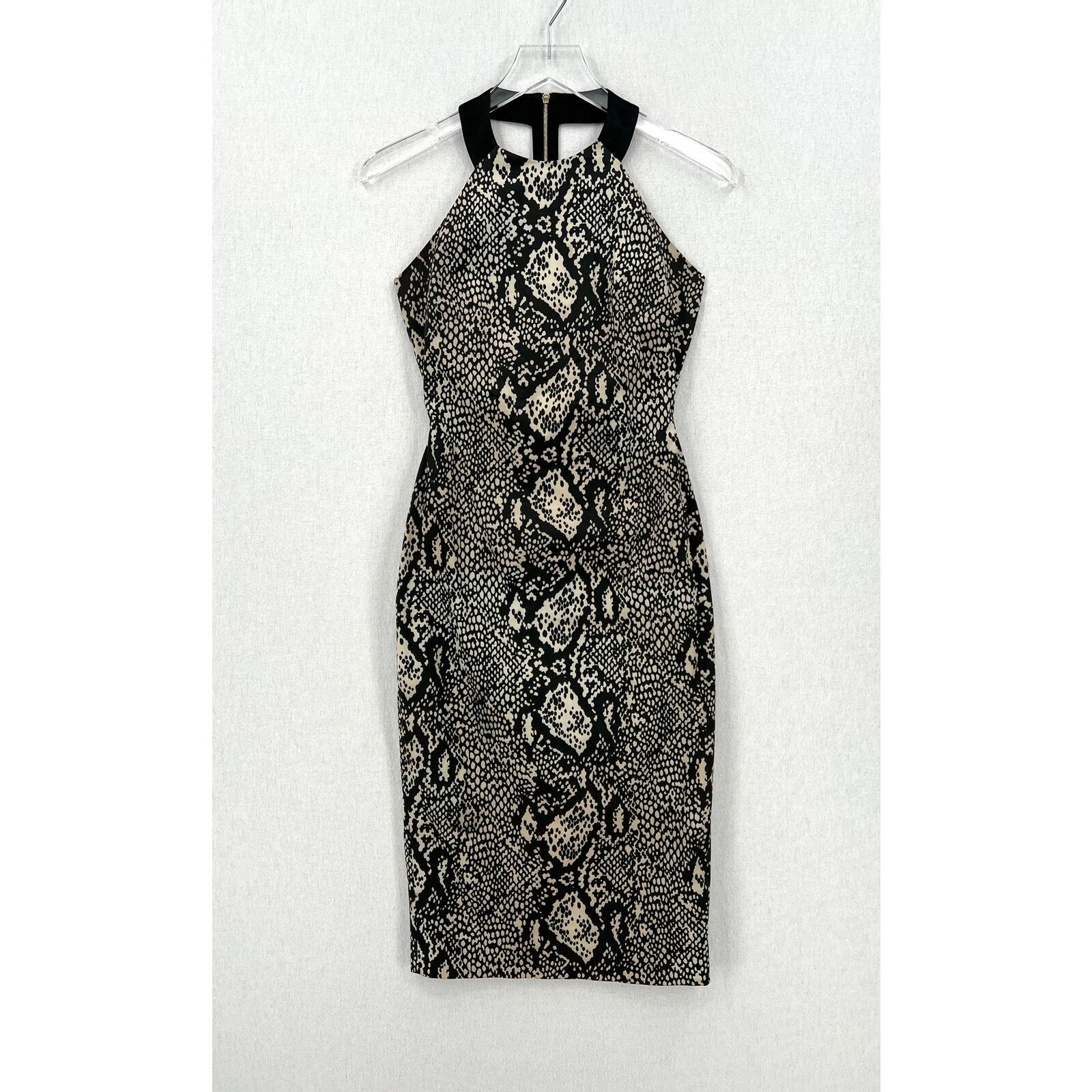KAREN MILLEN Python Printed Halter Sheath Dress W… - image 1