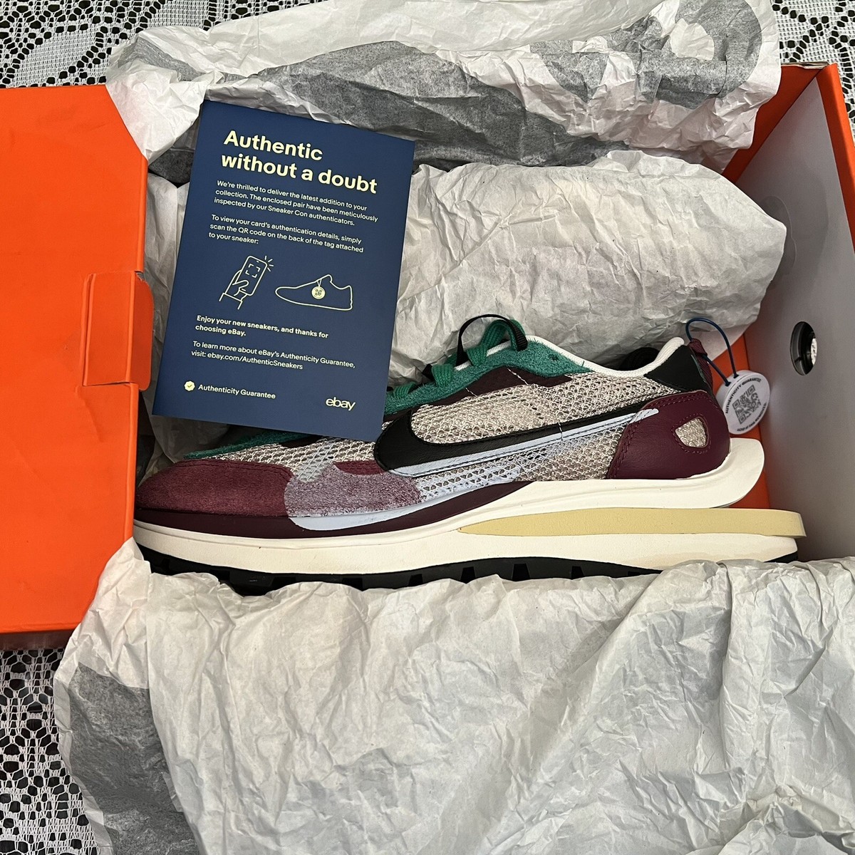 NIKE SACAI X VAPORWAFFLE SP 'VILLAIN RED' SIZE 11.0 ITEM DD3035