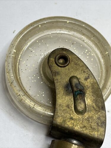 1960’s Gold Flake Clear Plastic Acrylic Caster 2 Wheels MCM Replacement Vintage - Picture 6 of 15