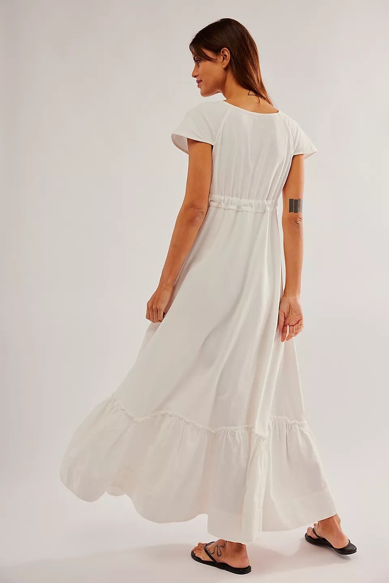 free people roucha maxi dress FREE PEOPLE Roucha Maxi Dress Denim Blue Shadow Size XS/S Cottagecore NWT $168
