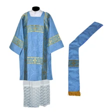 MARIAN BLUE Deacon Dalmatic Vestment & Deacon's stole, American Dalmatic, NEW