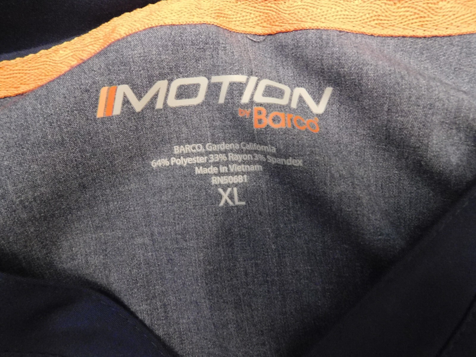 Women's Size XL Motion by Barco Navy Blue with Orange Bungee ID Loop Scrub Top image 8