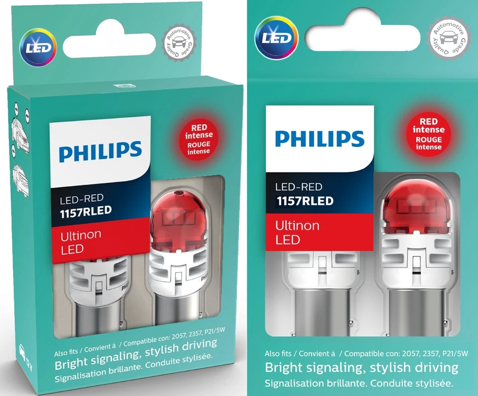 Philips Ultinon Luz LED 1157 Rojo Dos Bombillas Parada Freno Repuesto Actualización Lámpara Foto 2 de 4