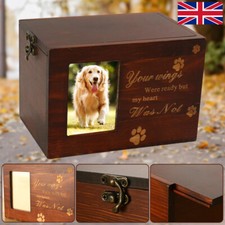 Memorial Pet Urns for Dogs Cats Ashes with Photo Wooden Urns Memory Box