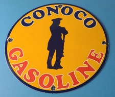 Vintage Conoco Gasoline Sign - Porcelain Service Gas Pump Sign
