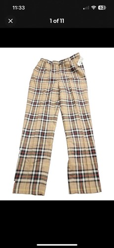 Neu mit Etikett Brooks Brothers karierte Hose Kamel 100 % Wolle hergestellt in den USA Größe 14 Burberry-Look?