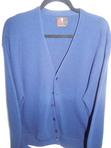 Vtg Arnold Palmer Robert Bruce Mens Navy Blue Acrylic Cardigan Sweater XL - Picture 3 of 8
