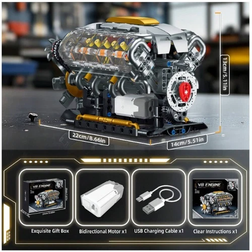 V8 Engine Building Kit Build Your Own Mini Engine That Works 692 Pieces STEM - Picture 3 of 15