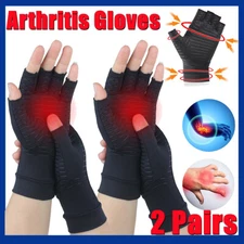 1/2 Pairs Copper Arthritis Gloves Compression Hand Support Joint Pain Relief 