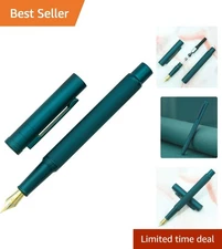 Classic Dark Green Forest Fountain Pen with Converter & Metal Case for Writing