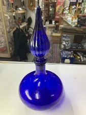 Vintage Empoli Glass Cobalt Blue Genie Bottle...