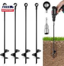 18 Ground Anchors Screw in Tent Stakes Heavy Duty Earth Anchors Solid Steel