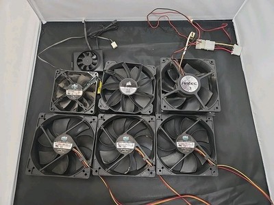 Lot Of 7 Corsair, Cooler Master, & Misc PC Fans -  as is