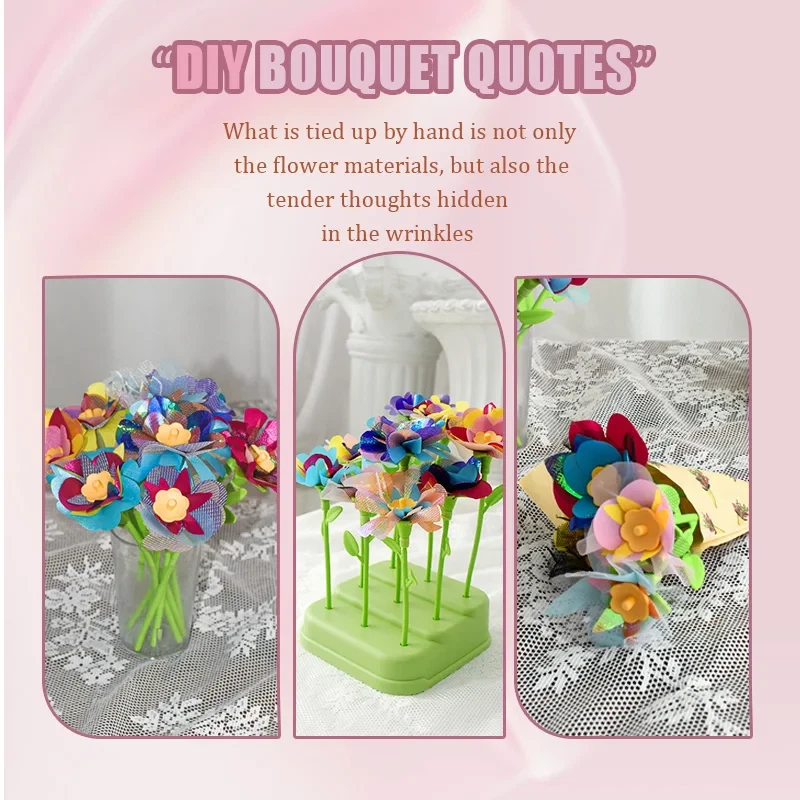 Fabric Flower Bouquets Toys DIY Craft Kits Toys for Kids Handmade Flowers Market - Bild 4 von 4