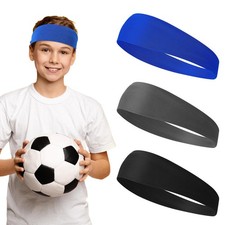 3 Pack Kids Sports Headbands Athletic Elastic Sweat Wicking Hairband Boys Girls
