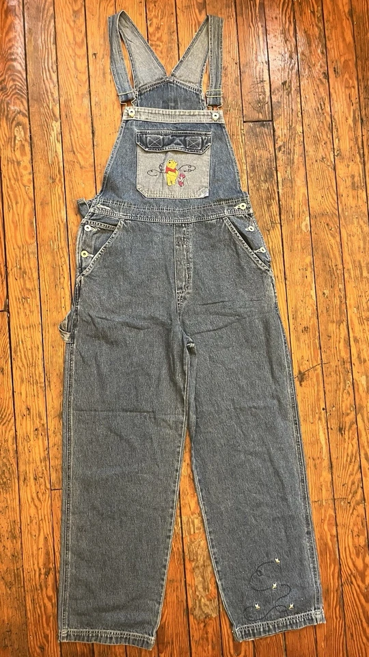 Mono con tirantes de mezclilla Winnie The Pooh vintage para mujer azul medio bordado Disney Foto 2 de 4