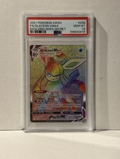 Carta rara Pokémon SWSH 2021 Evolving Skies Glaceon VMAX Arcobaleno 208/203 PSA 10