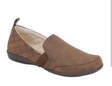 New In Box JSport Womens 6.5 Brown Faux Leather Lisa Slide On Memory Foam Shoes