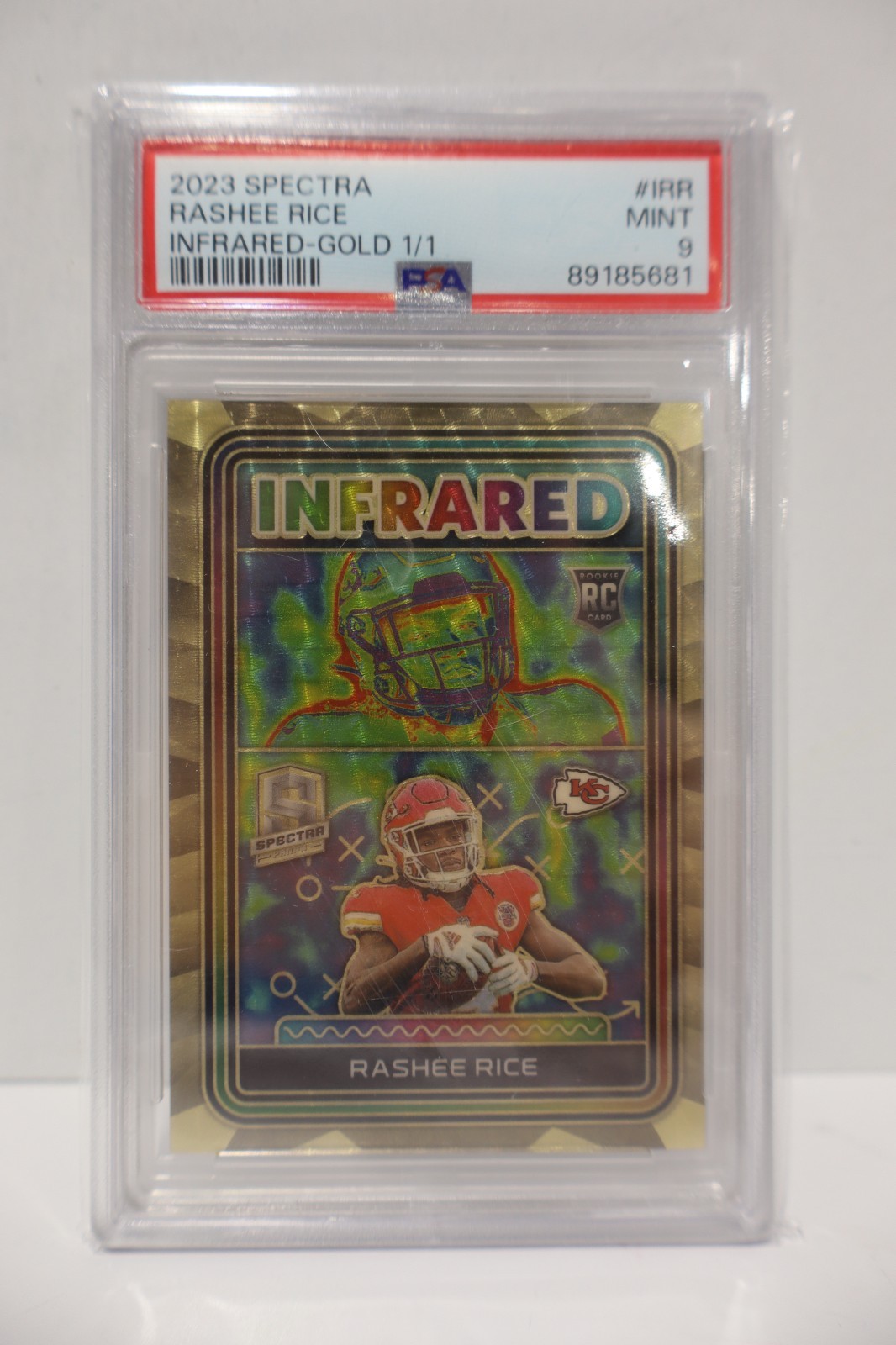 PSA 9 2023 Spectra Rashee Rice Infrared Gold 1/1 Kansas City Chiefs Rookie