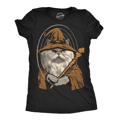 Womens Funny T Shirts Kitty Wizard Magic Cat Graphic Tee for Ladies