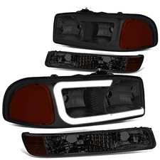  LED DRL Headlights Assembly Compatible with 1999-2007 GMC Sierra 1500-3500 