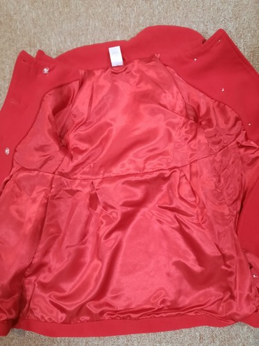 Gymboree Girls Red Coat Size 7 Toddler. Super Soft ๐ Bow Details Pea Coat Nice! - Picture 2 of 4