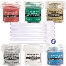 Ranger Metallic Embossing Powder Set, Embossing Powder Spoons, Red Tinsel