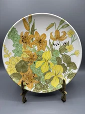 Ernestine Salerno Italy Orange Yellow Floral Dinner Plate 912  Signed 10 1/2"