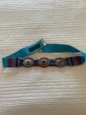 Vintage J Yves Elliott Belt Southwestern Adjustable Canvas With Concho