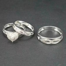 2.00 Ct Round Cut Moissanite His Her Trio Wedding Ring Set 14k White Gold Plated