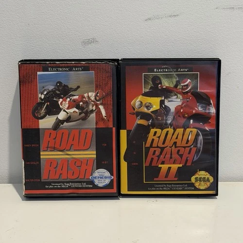 Road Rash & Road Rash 2 Sega Mega Drive Genesis Video Game Bundle PAL No Manual
