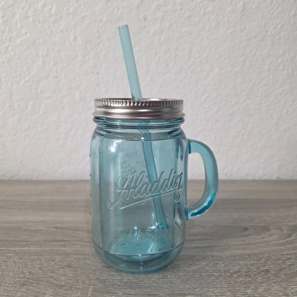 Aladdin 2-Set Insulated 20oz Clear Plastic Mason Jar Tumbler Travel Mug - Image 4 of 4