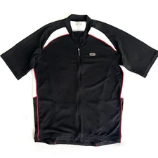 Louis Garneau Mountain Road Full Zip Cycling Jersey Shirt Mens XL Black Logo EUC