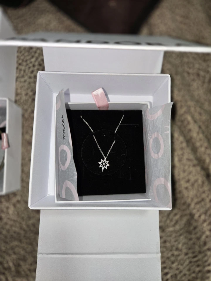 Pandora Plata Estrella del Norte Colgante Collar Plata de Ley 925 Foto 2 de 4