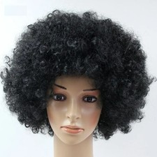 PARRUCCA AFRO RICCIA NERA VESTITO FANTASIA FESTA CLOWN FUNKY DISCOTECA UOMO DONNA ANNI 70 COSTUME