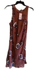 Wild Fable Women’s Medium Sundress, Sleeveless Chiffon, Roses On Mauve, New