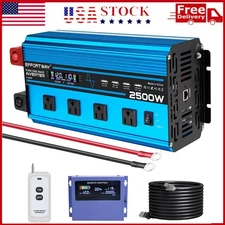 2500W 5000W Pure Sine Wave Power Inverter 12V to 110V Remote Control Converter