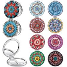 Berlune 10 Pcs Mandala Pocket Mirror Mini Travel Compact Makeup Mirrors Purse...