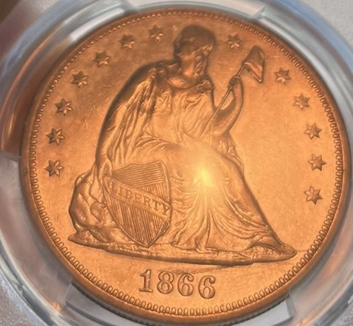 1866 $1 Motto Seated Liberty Dollar Silver Coin CHOICE AU/UNC RARE Key Date