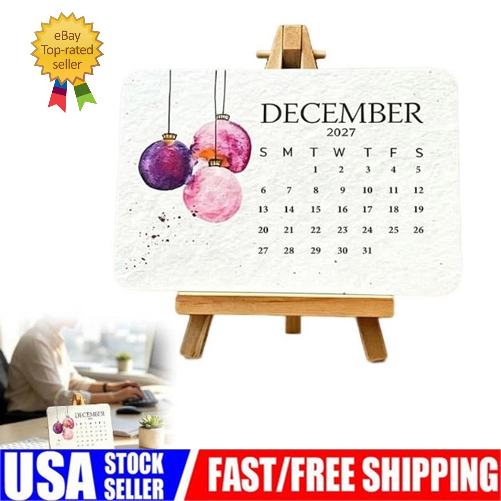 Plantable Seed Calendar 2027 Wildflower Paper Calendar with Stand Monthly Botani
