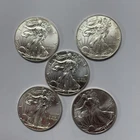 Lot of 5 American Silver Eagle Coins 1 oz .999 Fine Silver Collectible Set