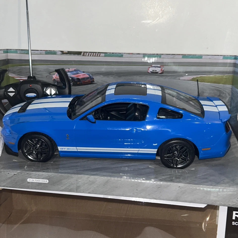 Rastar 1/14 Ford Shelby Mustang GT500 Blue White Rastar 1/14 Scale Boxed Tested - Image 2 of 4