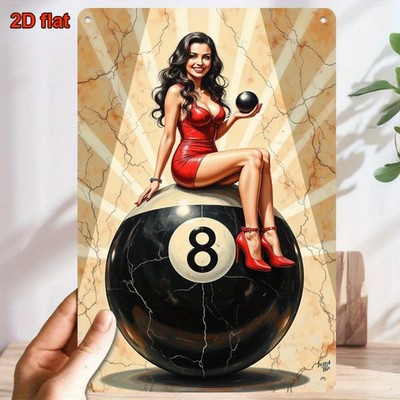 ''Vintage Allure: Retro Tin Metal Signs Home Décor 8x12 Plaque with a Sexy Red-Dr