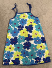 HANNA ANDERSSON Blue Yellow White Floral Pillowcase Dress Ties size 130 (8) — photo 1