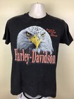 Vtg 1990 Harley Davidson Bald Eagle T Shirt Black M 90s Reno Nevada Attitude