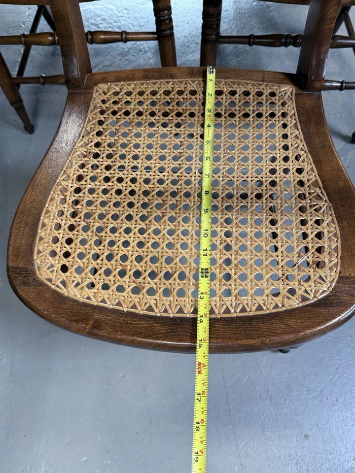 Juego de 3 sillas de madera con respaldo de escalera del siglo XIX asientos de caña comedor Foto 3 de 4