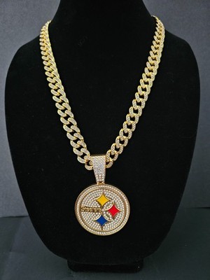 Pittsburgh Steelers Cuban Link Chain Luxury Iced Out Crystal 24'' Necklace 6