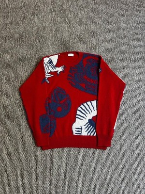 Moncler Abstract Tiger Graphic Knit Sweater Red Blue XXL