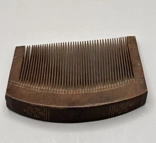 Antique Japanese Asian Wood Hand Carved Early Ladies Ornamental Comb 4 Inch